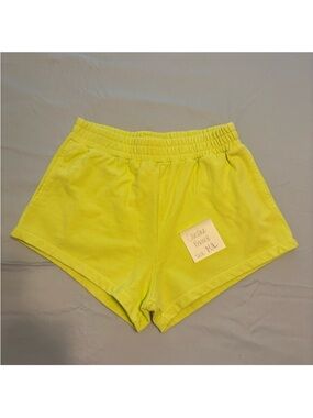 Daily Drills Neon Yellow Elastic-Waist Athletic Shorts